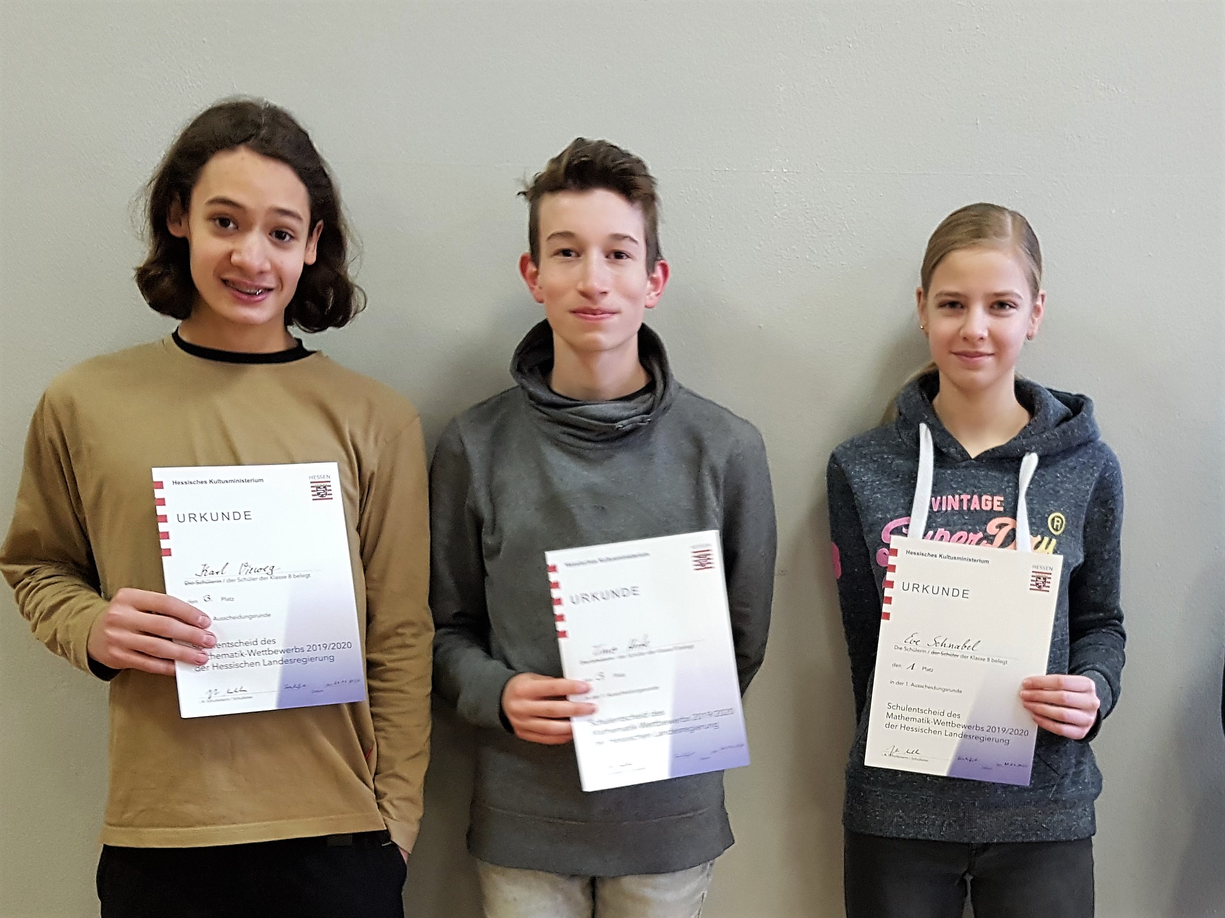 Von rechts nach links: Eve Schnabel (8b), Timo Hirte (8d), Karl Vieweg (8b)